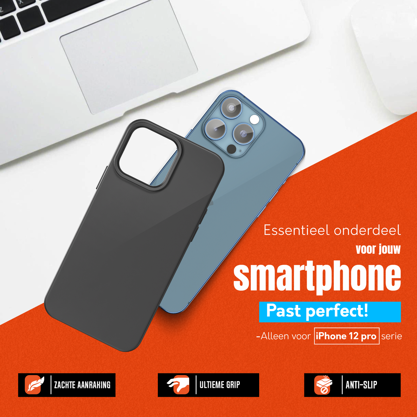 My Case Zwarte Siliconen Hoes voor iPhone 12 Pro Max – Slank Maar Beschermend