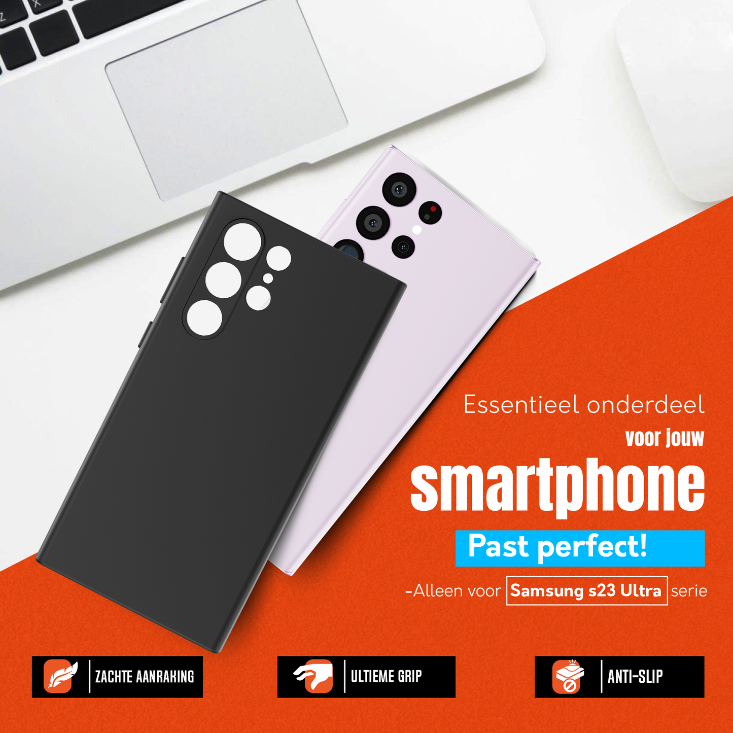 My Case Zwarte Siliconen Hoes voor Samsung Galaxy S23 Ultra – Slank Maar Beschermend