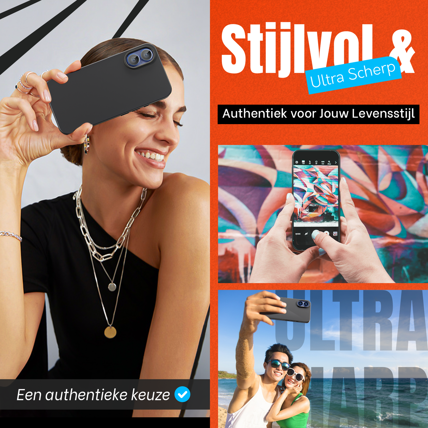 My Case Combo: Zwarte Siliconen Hoes met 2 Screenprotectors voor iPhone 16 – Extra Veiligheid