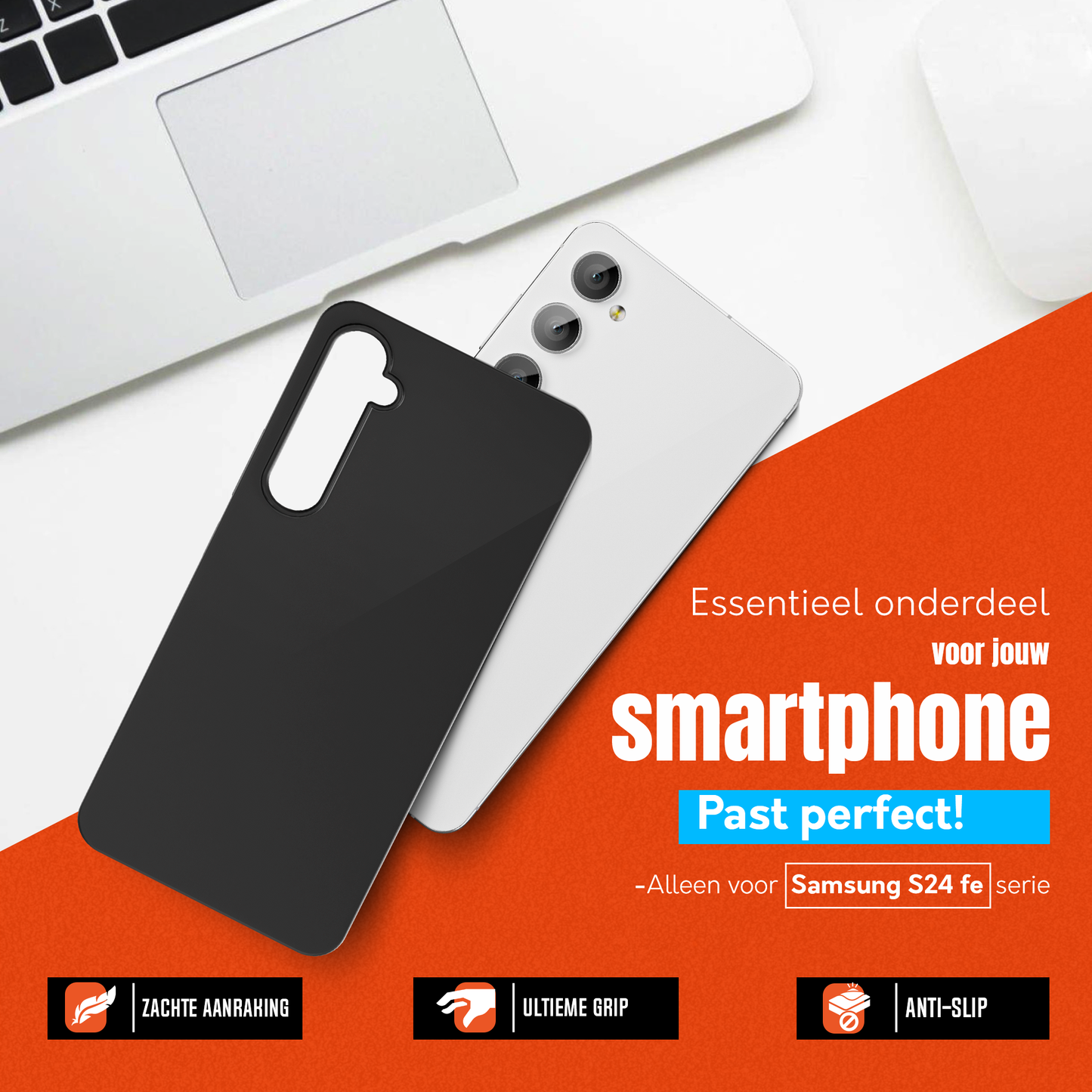 My Case Zwarte Siliconen Hoes voor Samsung Galaxy S24 FE – Slank Maar Beschermend