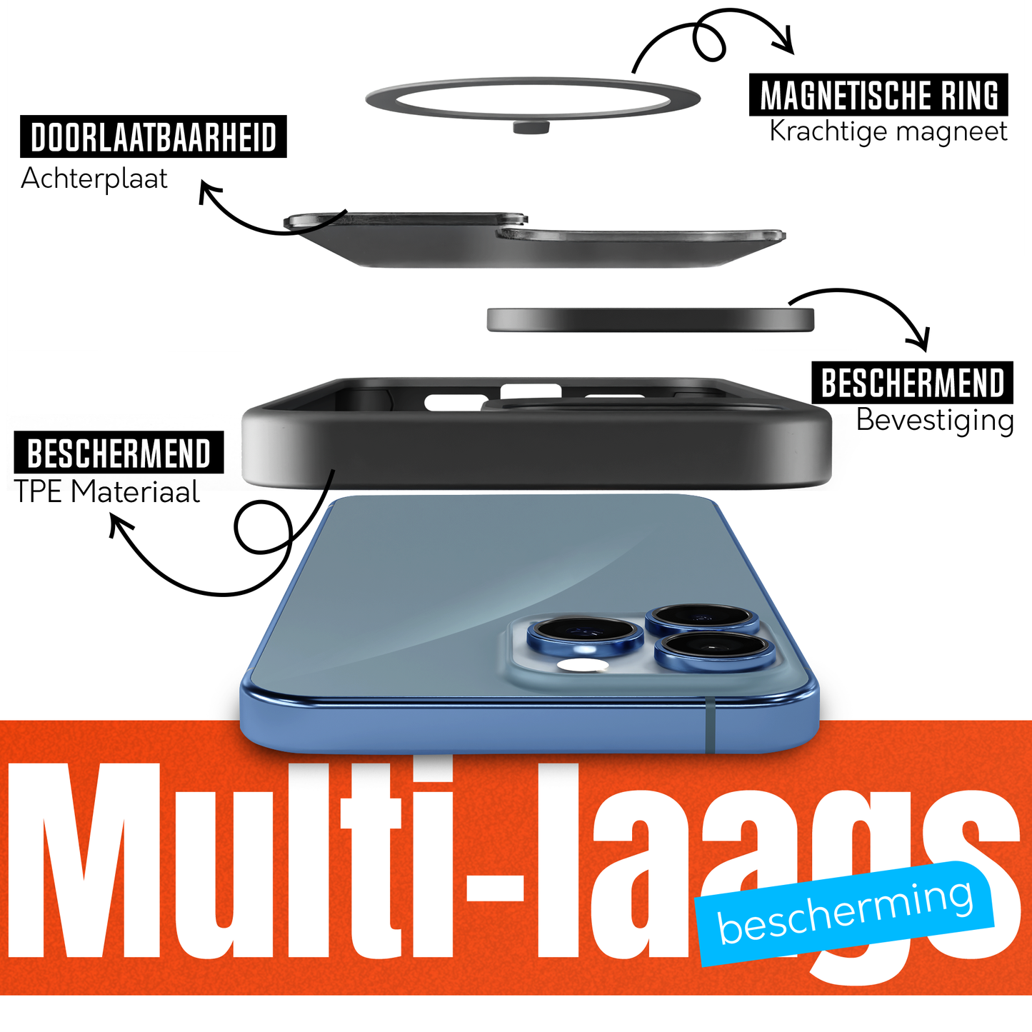 My Case Zwart MagSafe Hoesje geschikt voor iPhone 12 Pro Max – Slank, Sterk & MagSafe-Klaar