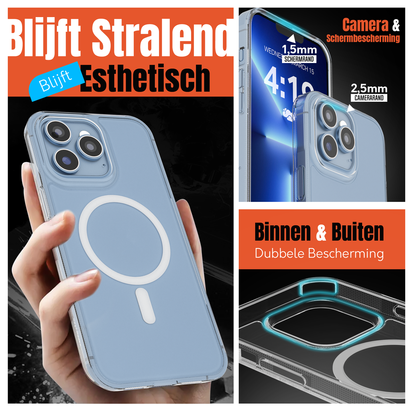 My Case Transparant MagSafe Hoesje voor iPhone 13 Pro Max – Slank, Sterk & MagSafe-Klaar
