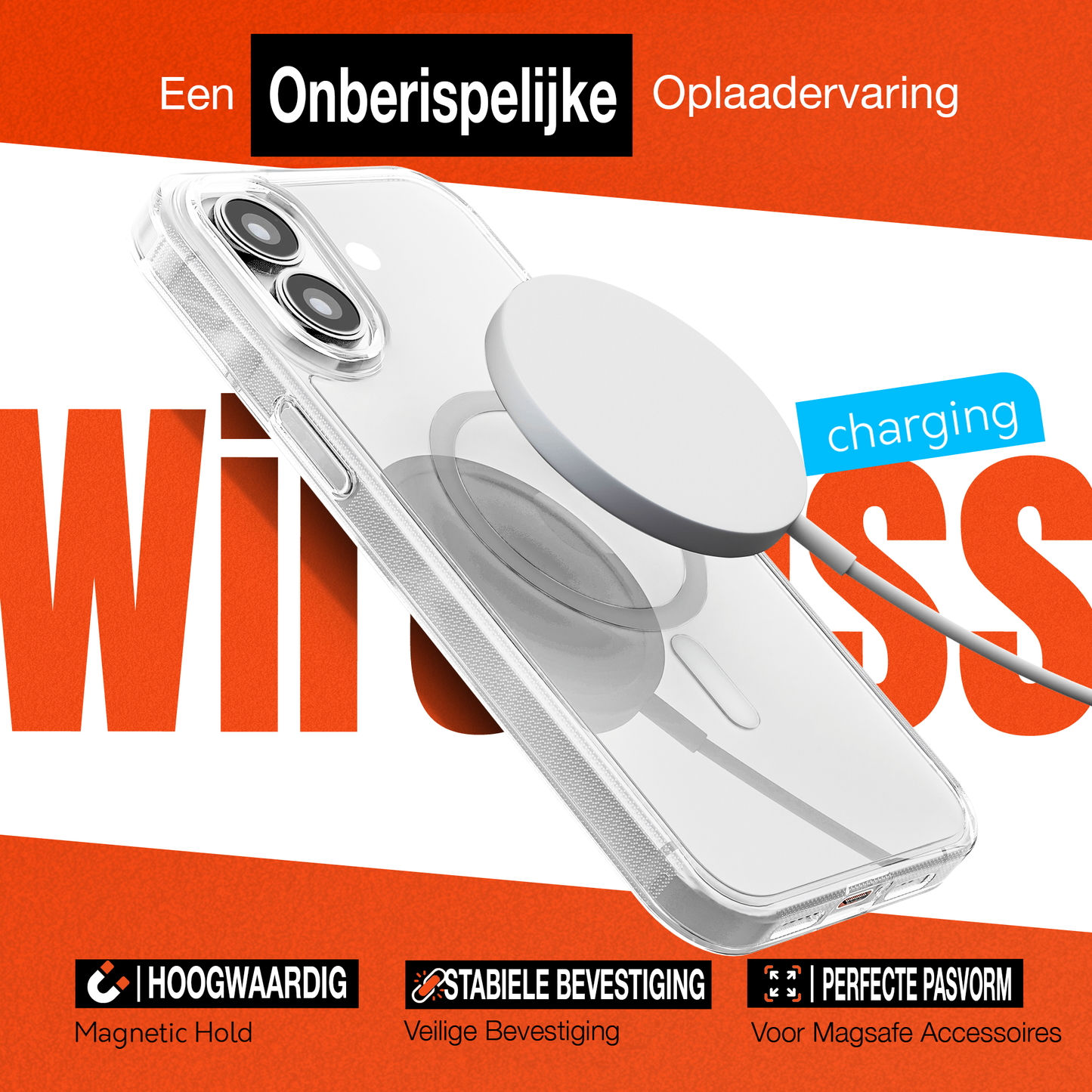 My Case Transparant MagSafe Hoesje voor iPhone 16 plus – Slank, Sterk & MagSafe-Klaar