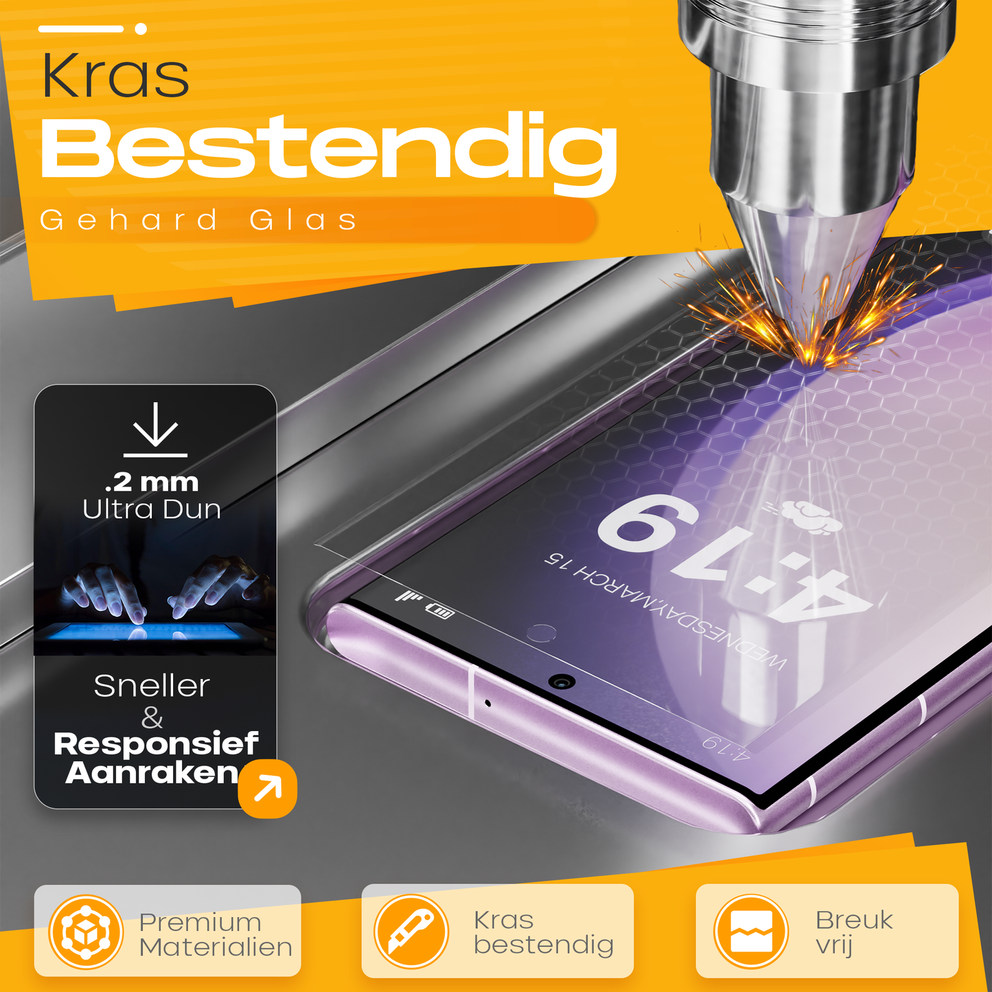 Solutionss4 Screenprotector voor Samsung Galaxy S23 Ultra  – Case Vriendelijk
