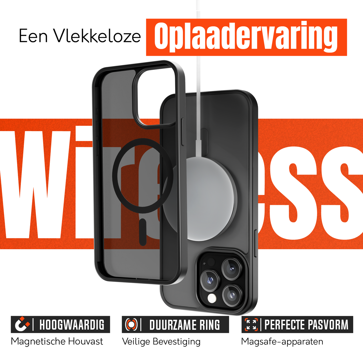 My Case Zwart MagSafe Hoesje geschikt voor iPhone 15 Pro Max – Slank, Sterk & MagSafe-Klaar