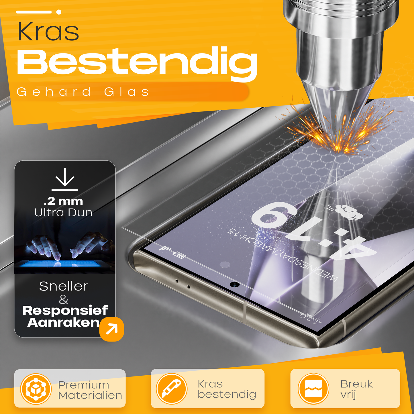 Solutionss4 Screenprotector voor Samsung Galaxy S24 Ultra – Case Vriendelijk