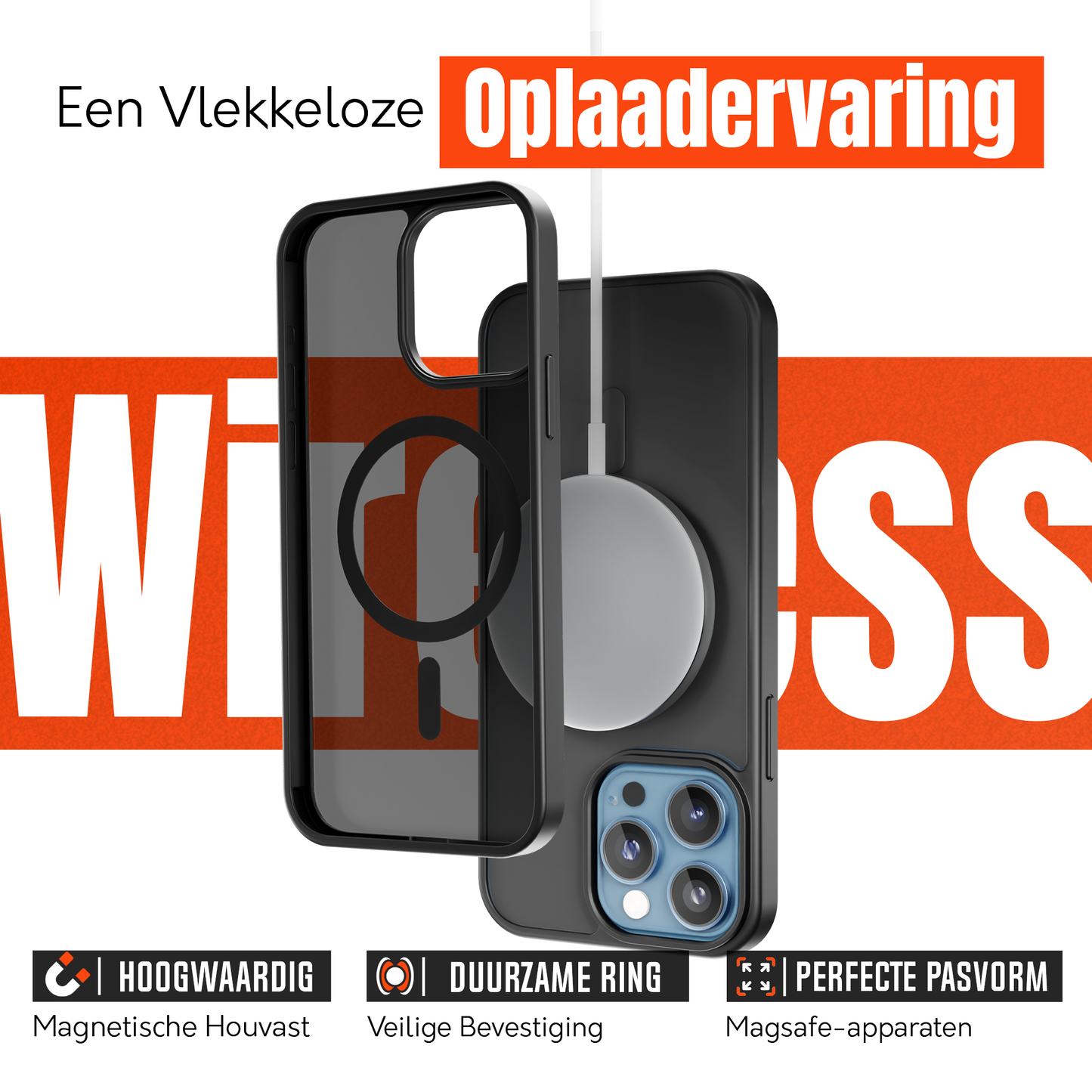 My Case Zwart MagSafe Hoesje geschikt voor iPhone 13 Pro Max – Slank, Sterk & MagSafe-Klaar