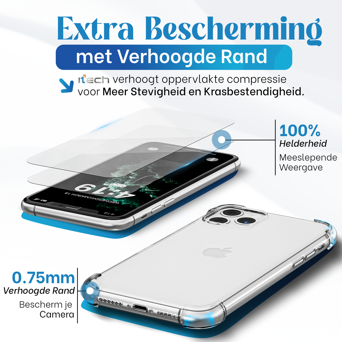 My Case Combo: Transparante Hoes met 2 Screenprotectors voor iPhone 11 Pro Max – Extra Veiligheid