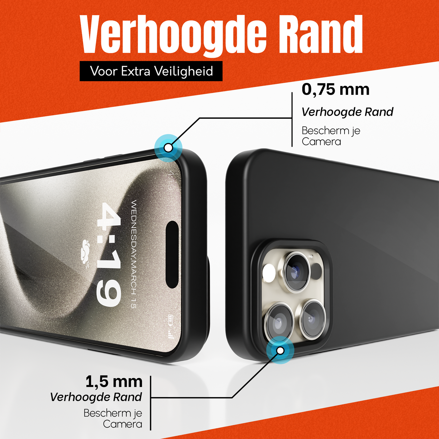 My Case Zwarte Siliconen Hoes voor iPhone 15 Pro – Slank Maar Beschermend