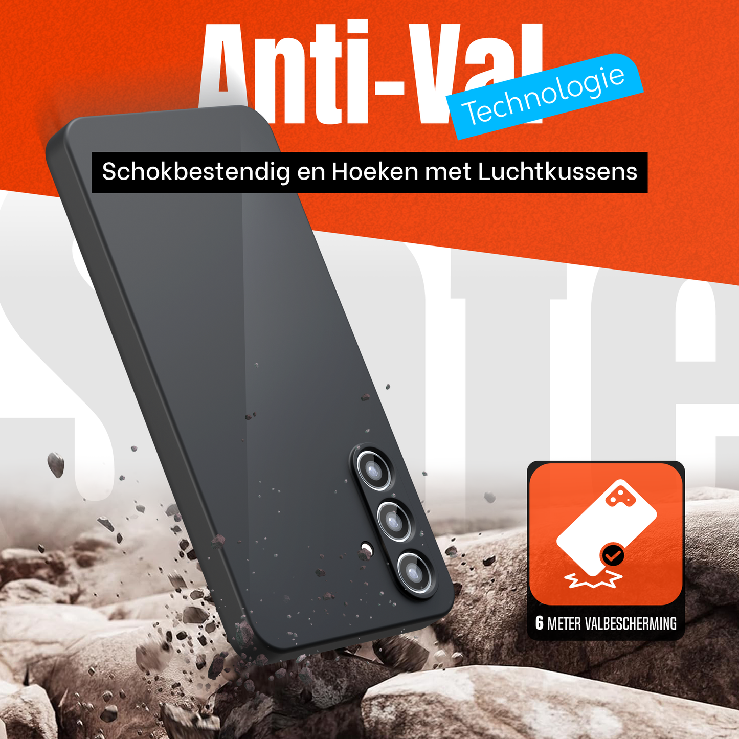 Samsung A56 Hoesje Zwart - 2x Screenprotector – Anti-Shock Case + Beschermglas