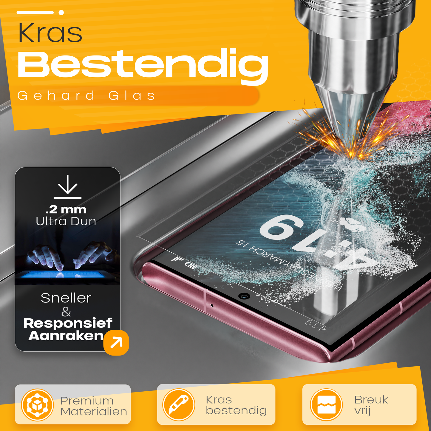 Solutionss4 Screenprotector voor Samsung Galaxy S22 Ultra – Case Vriendelijk