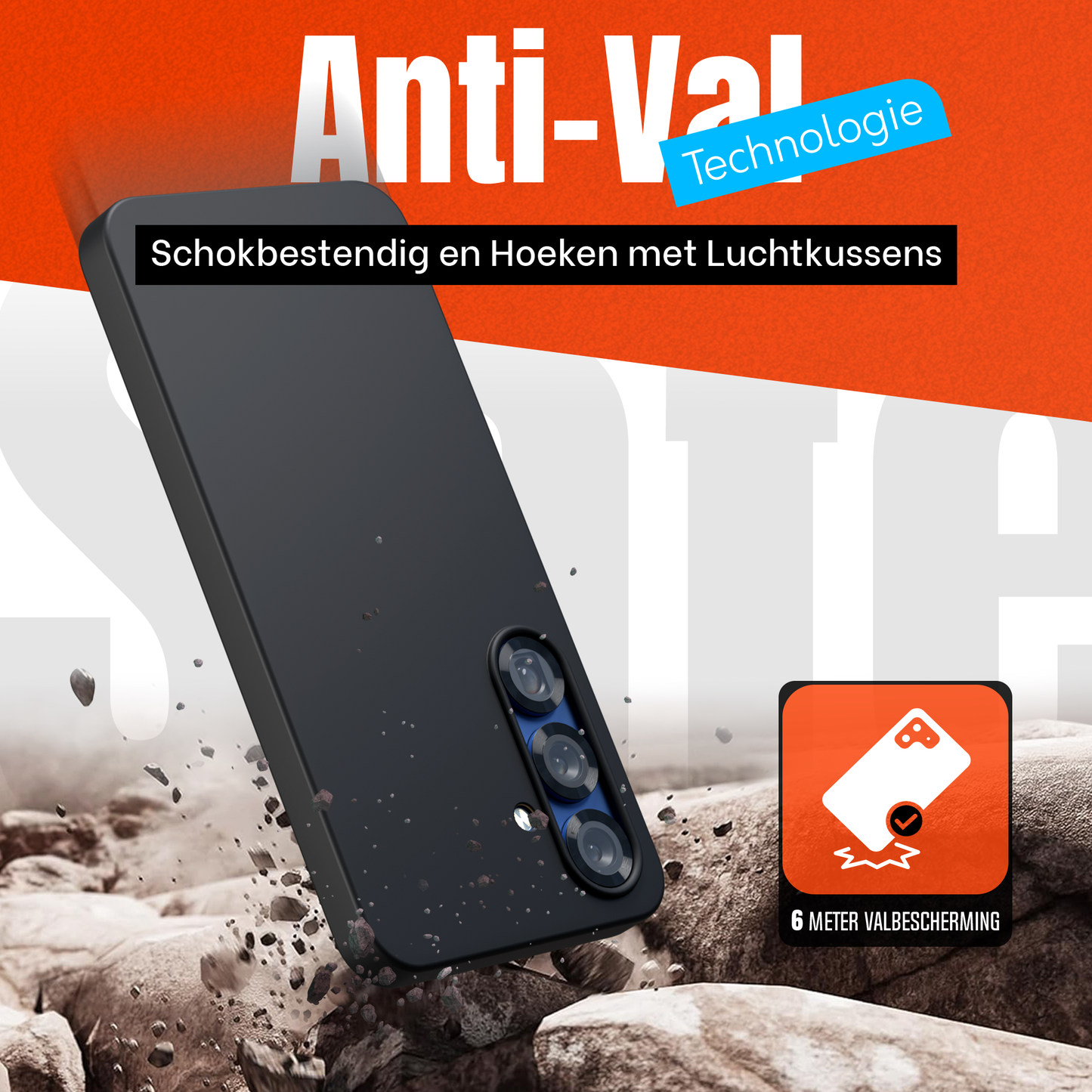 Samsung S25 Plus Hoesje Zwart + 2x Screenprotector – Anti-Shock Beschermset