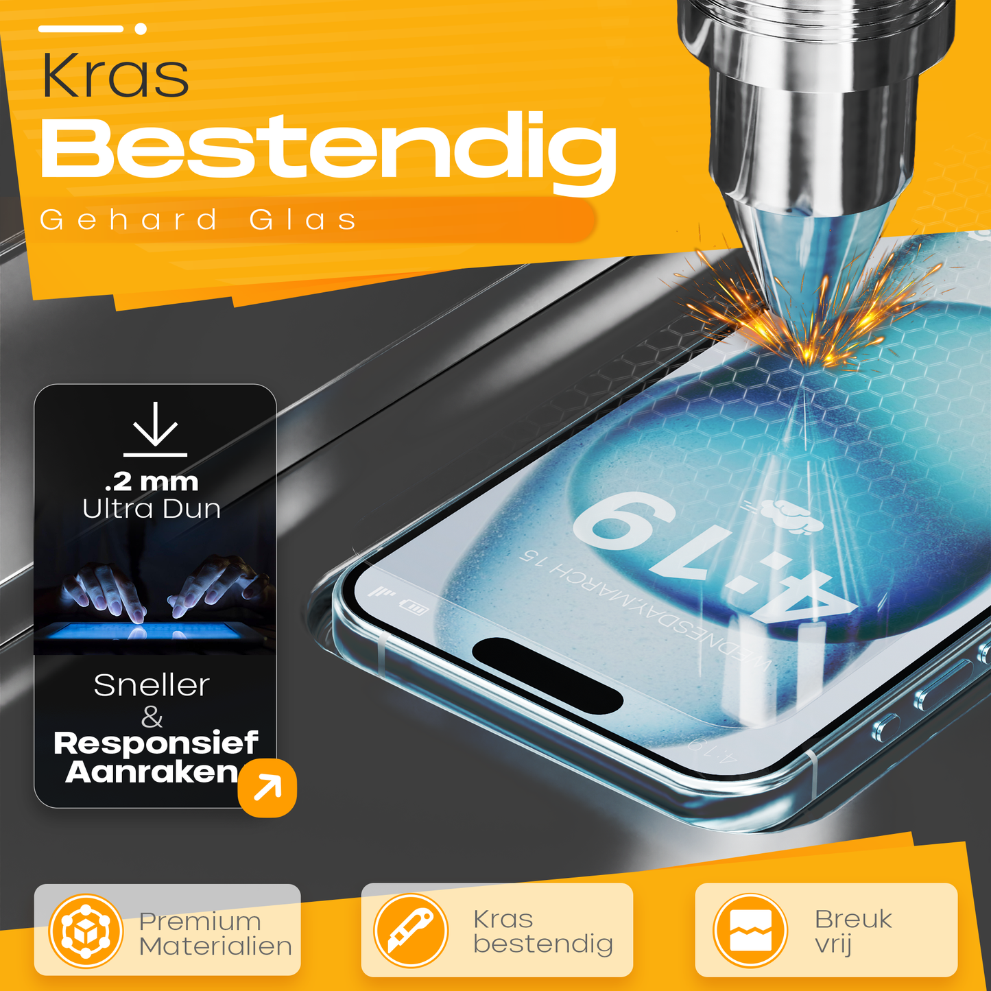 Solutionss4 Screenprotector voor iPhone 15 plus – Case Vriendelijk