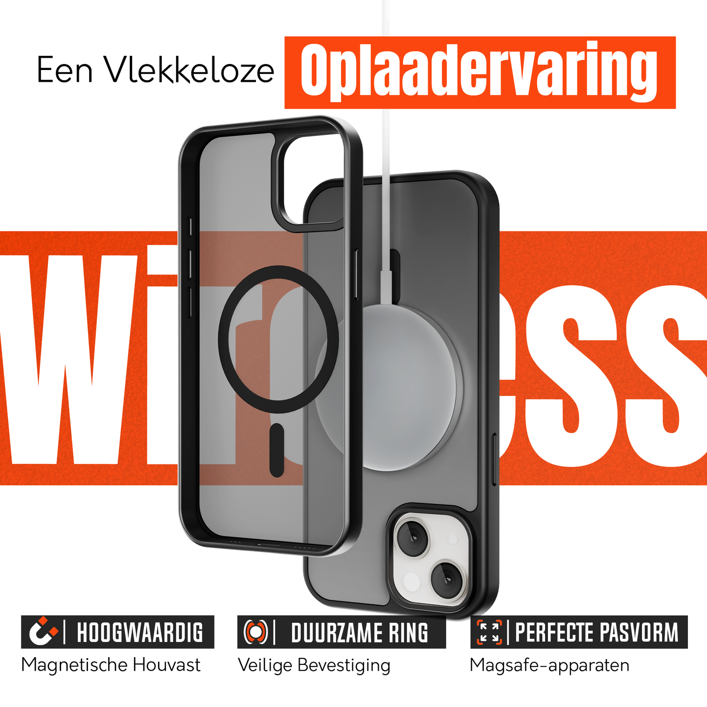 My Case Zwart MagSafe Hoesje geschikt voor iPhone 14 Plus – Slank, Sterk & MagSafe-Klaar