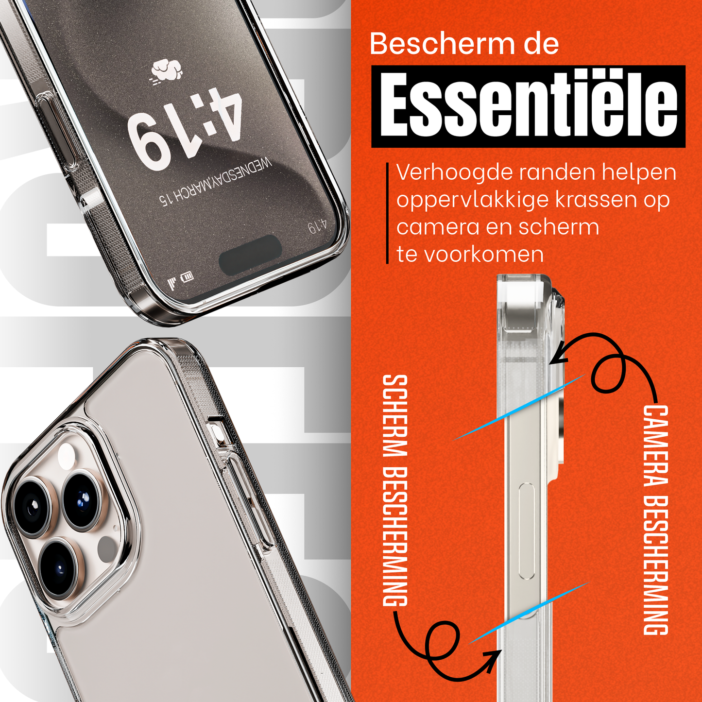My Case Transparante Hoes voor iPhone 15 Pro – Langdurig Helder