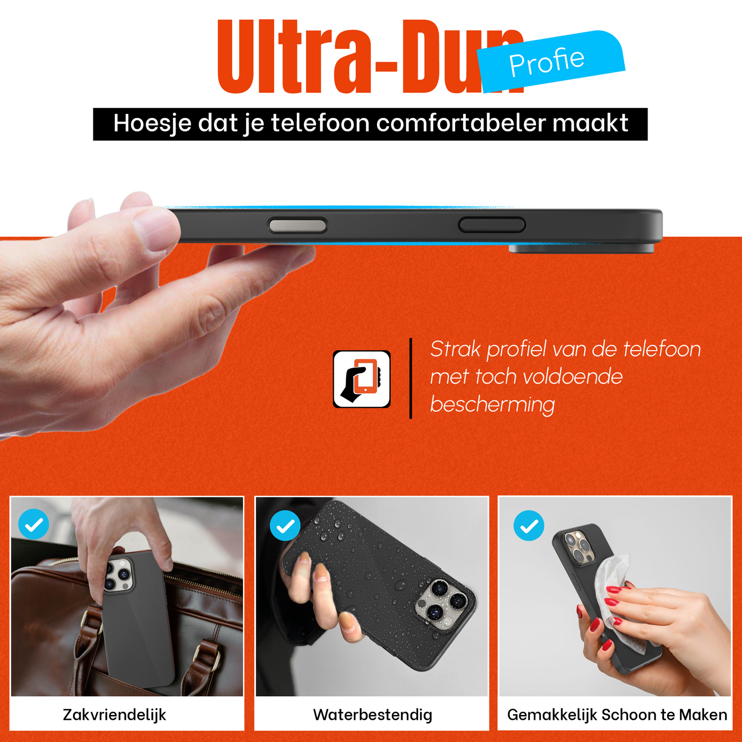 My Case Zwarte Siliconen Hoes voor iPhone 16 Pro Max – Slank Maar Beschermend