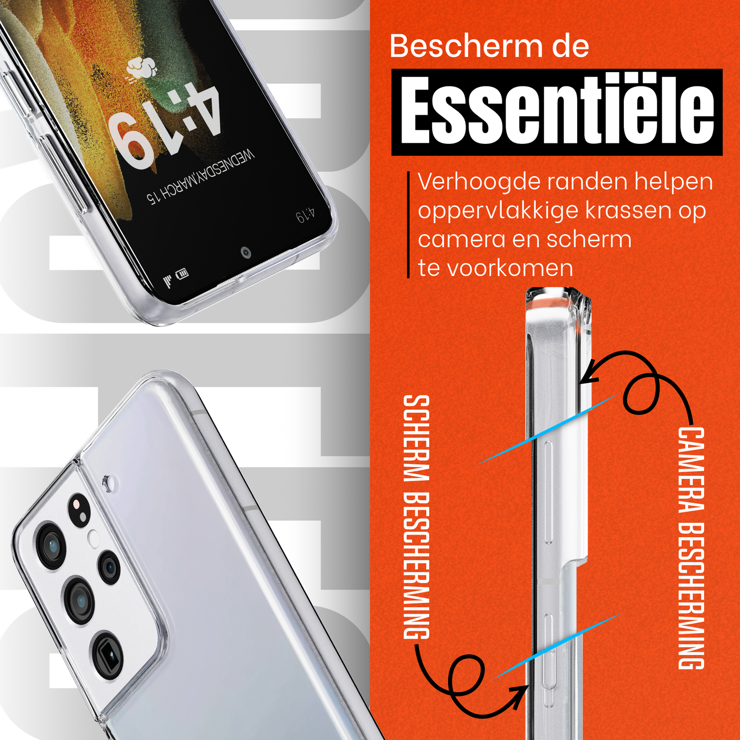 My Case Transparante Hoes voor Samsung Galaxy S21 Ultra – Langdurig Helder