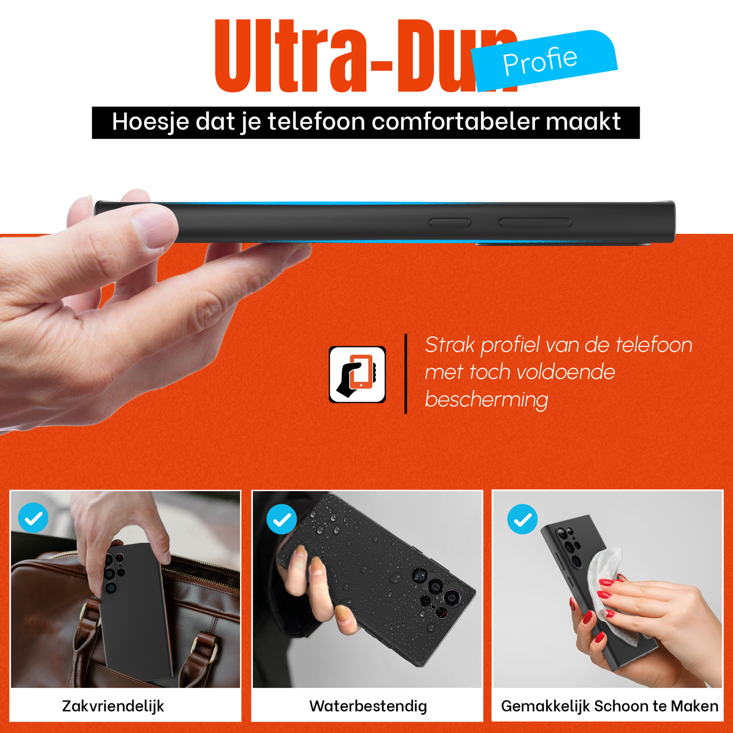 My Case Zwarte Siliconen Hoes voor Samsung Galaxy S23 Ultra – Slank Maar Beschermend