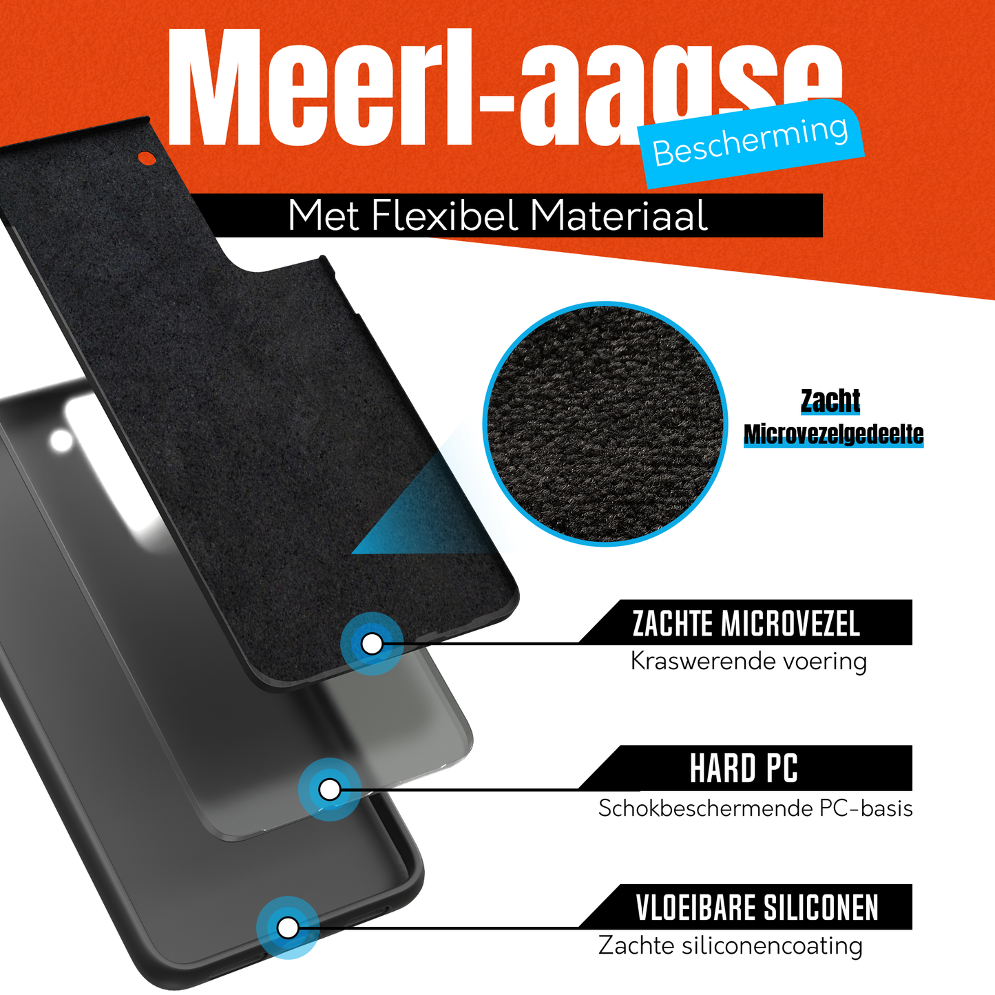 My Case  Zwarte Siliconen Hoes voor Samsung Galaxy S21 FE – Slank Maar Beschermend