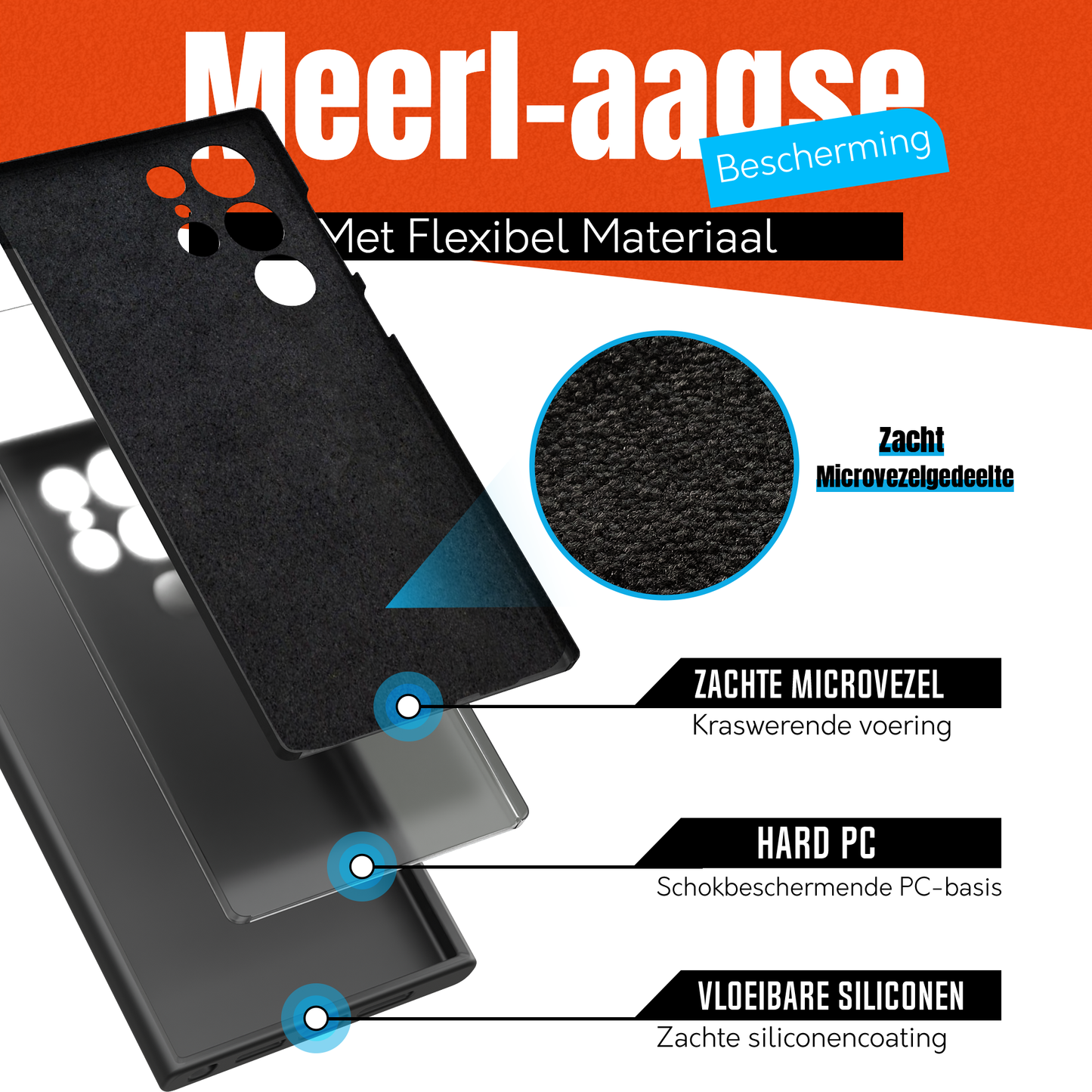 My Case Zwarte Siliconen Hoes voor Samsung Galaxy S24 Ultra – Slank Maar Beschermend