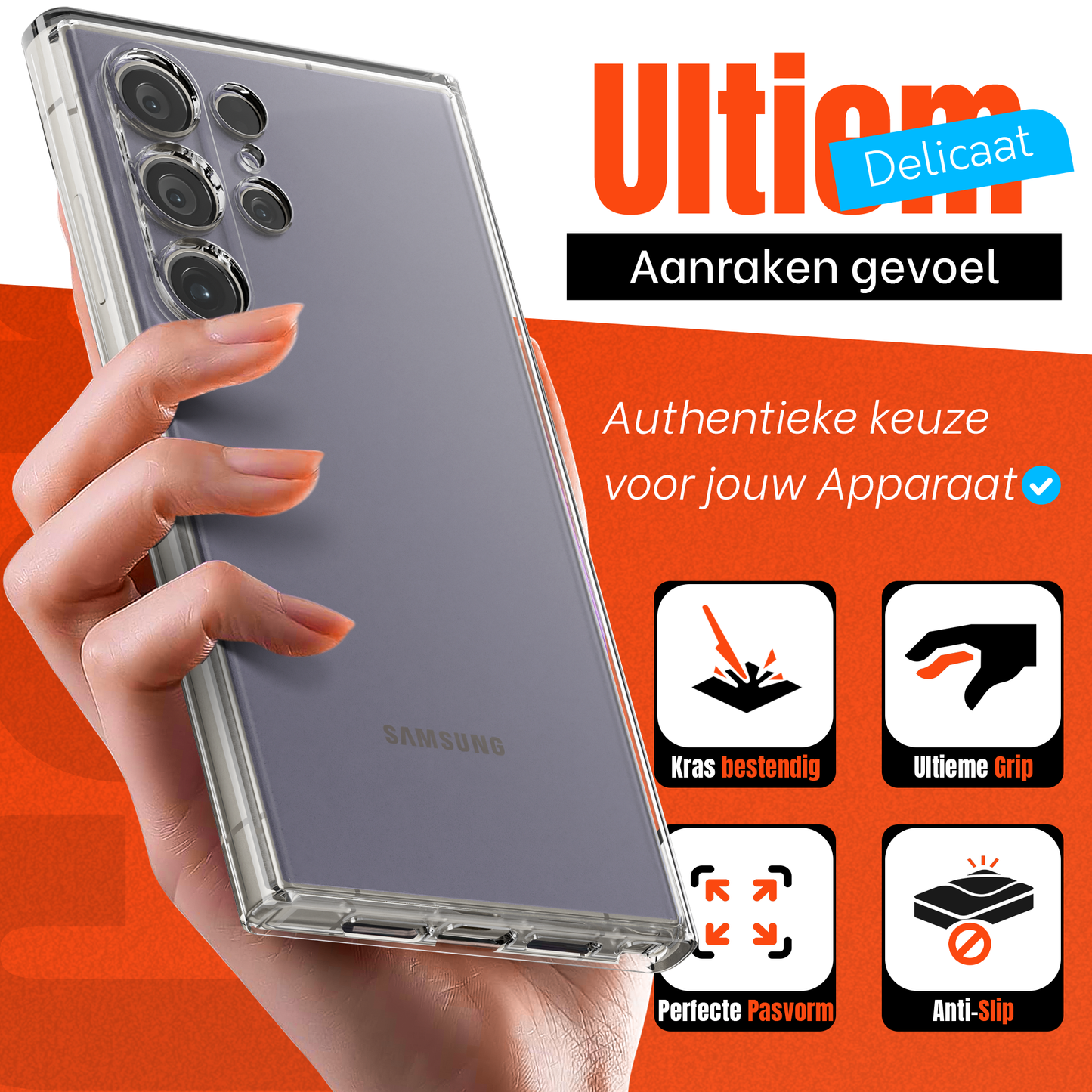 My Case Transparante Hoes voor Samsung Galaxy S24 Ultra – Langdurig Helder