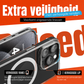iPhone 15 Pro Max Hoesje – Transparant MagSafe Case met Metalen Stand & Oranje Button