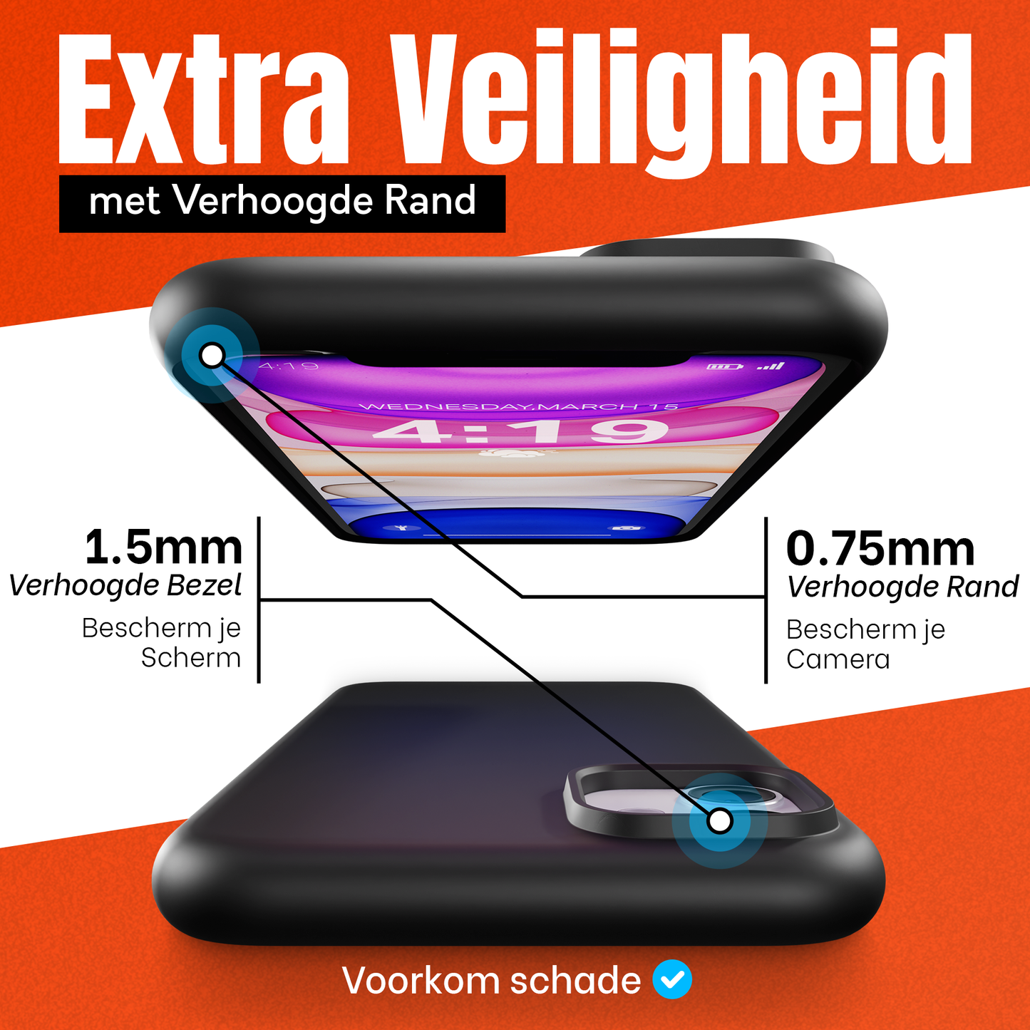 My Case Combo: Zwarte Siliconen Hoes met 2 Screenprotectors voor iPhone 11 – Extra Veiligheid