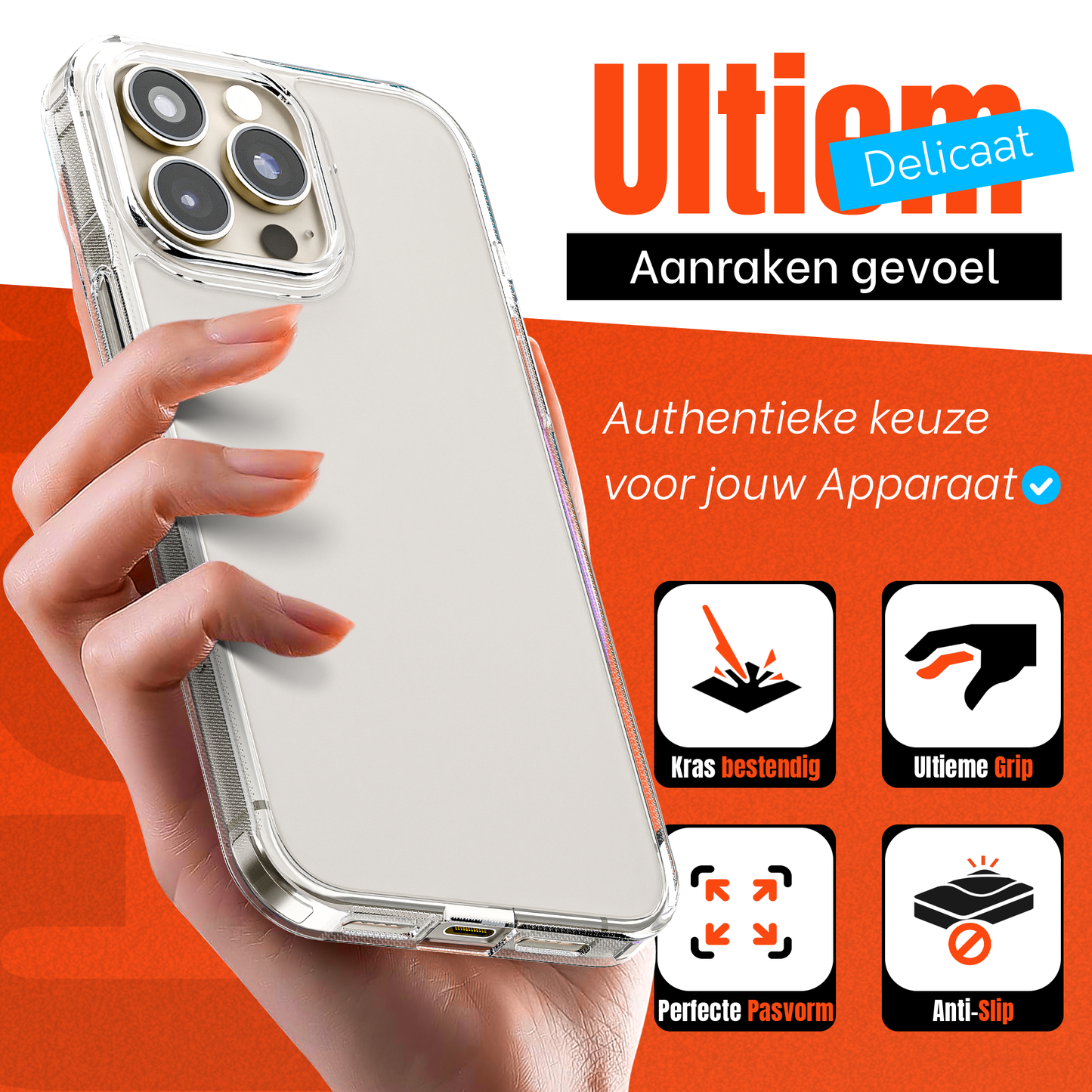 My Case Transparante Hoes voor iPhone 15 Pro – Langdurig Helder
