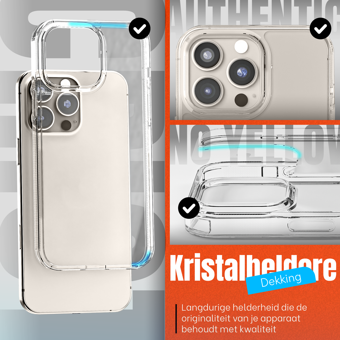 My Case Transparante Hoes voor iPhone 16 Pro – Langdurig Helder