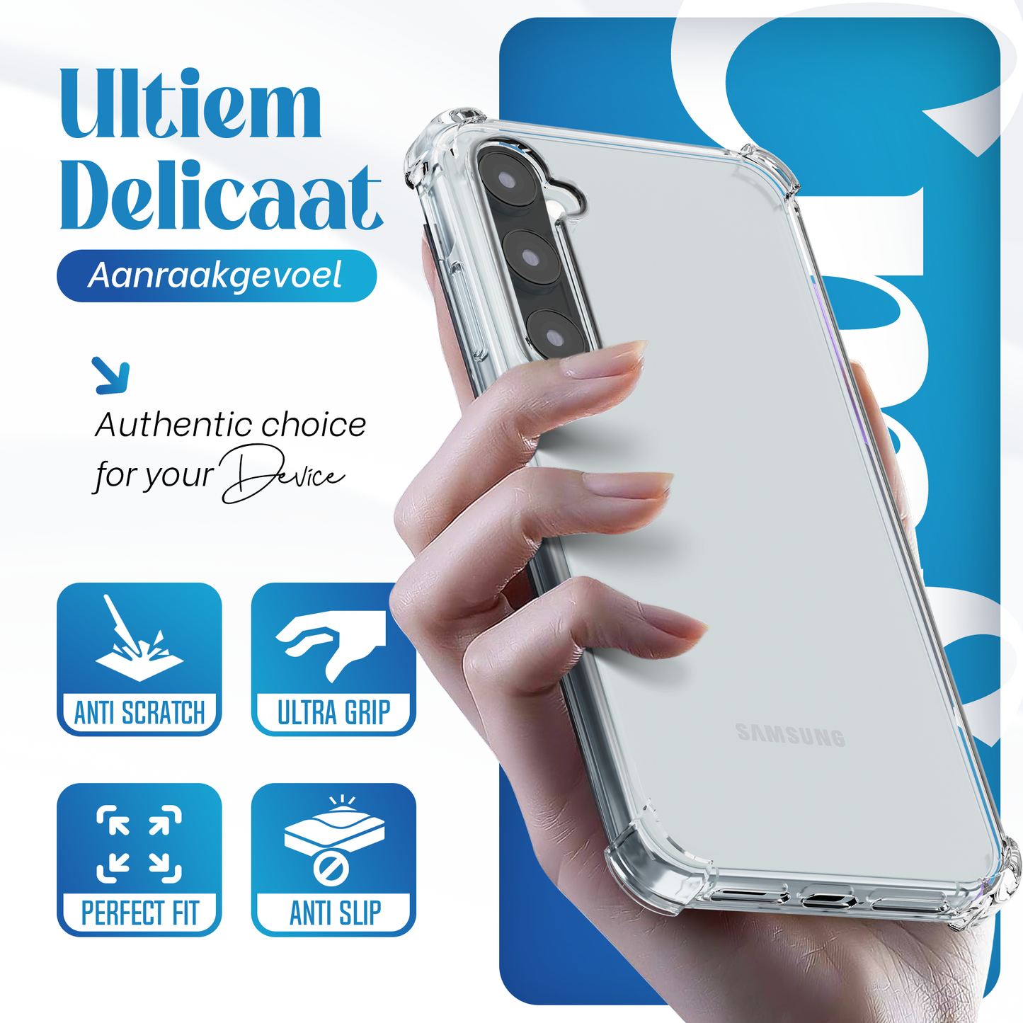 Samsung A56 Hoesje - 2x Screenprotector – Transparante Anti-Shock Case