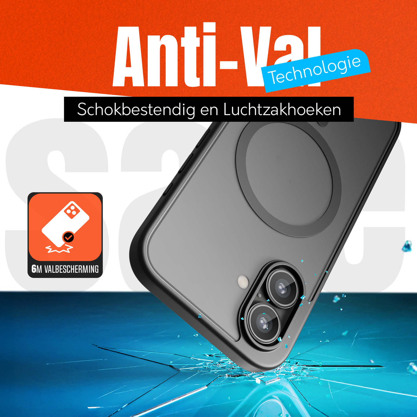 My Case Zwart MagSafe Hoesje voor iPhone 16 Plus – Slank & Sterk Telefoonhoesje