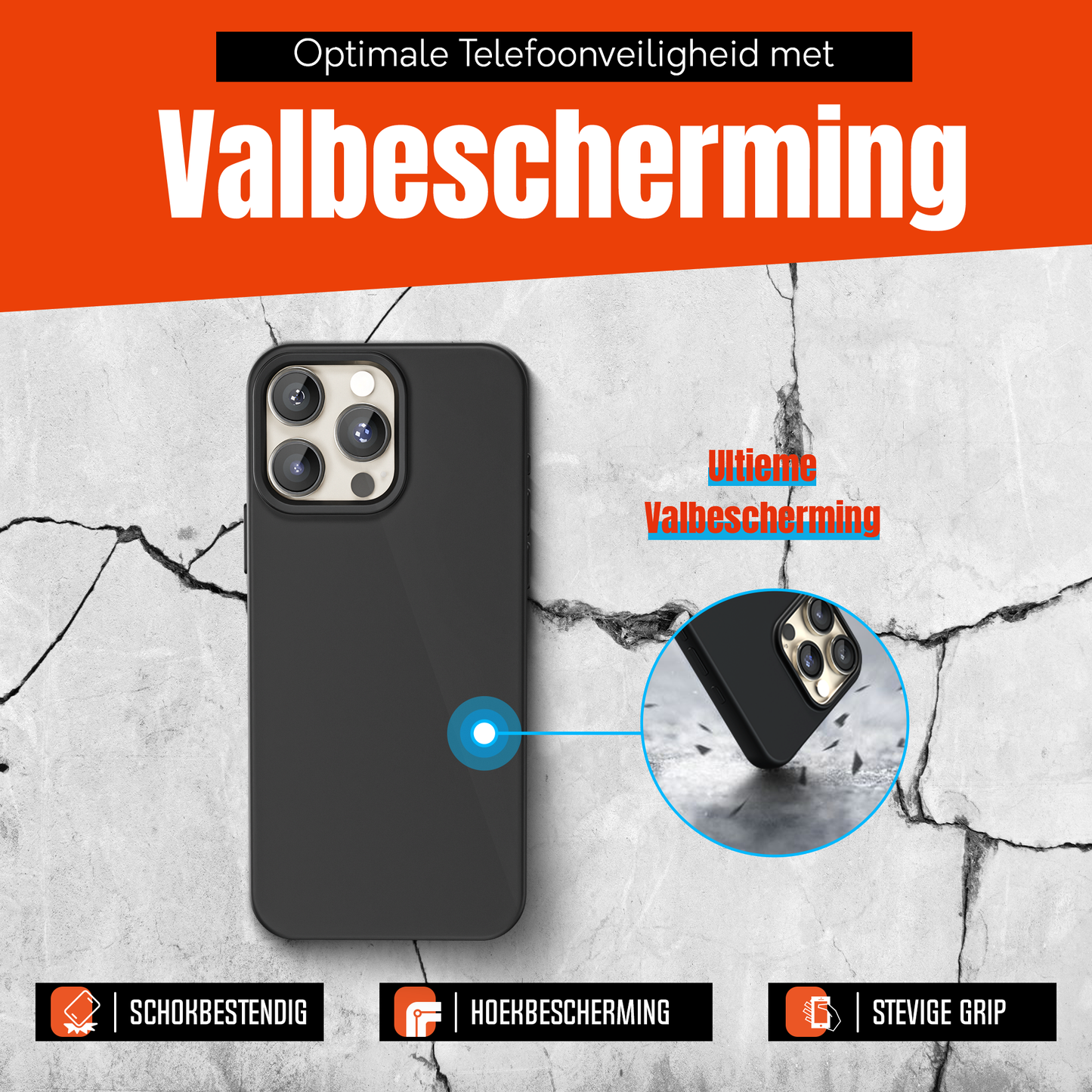 My Case Zwarte Siliconen Hoes voor iPhone 16 Pro Max – Slank Maar Beschermend