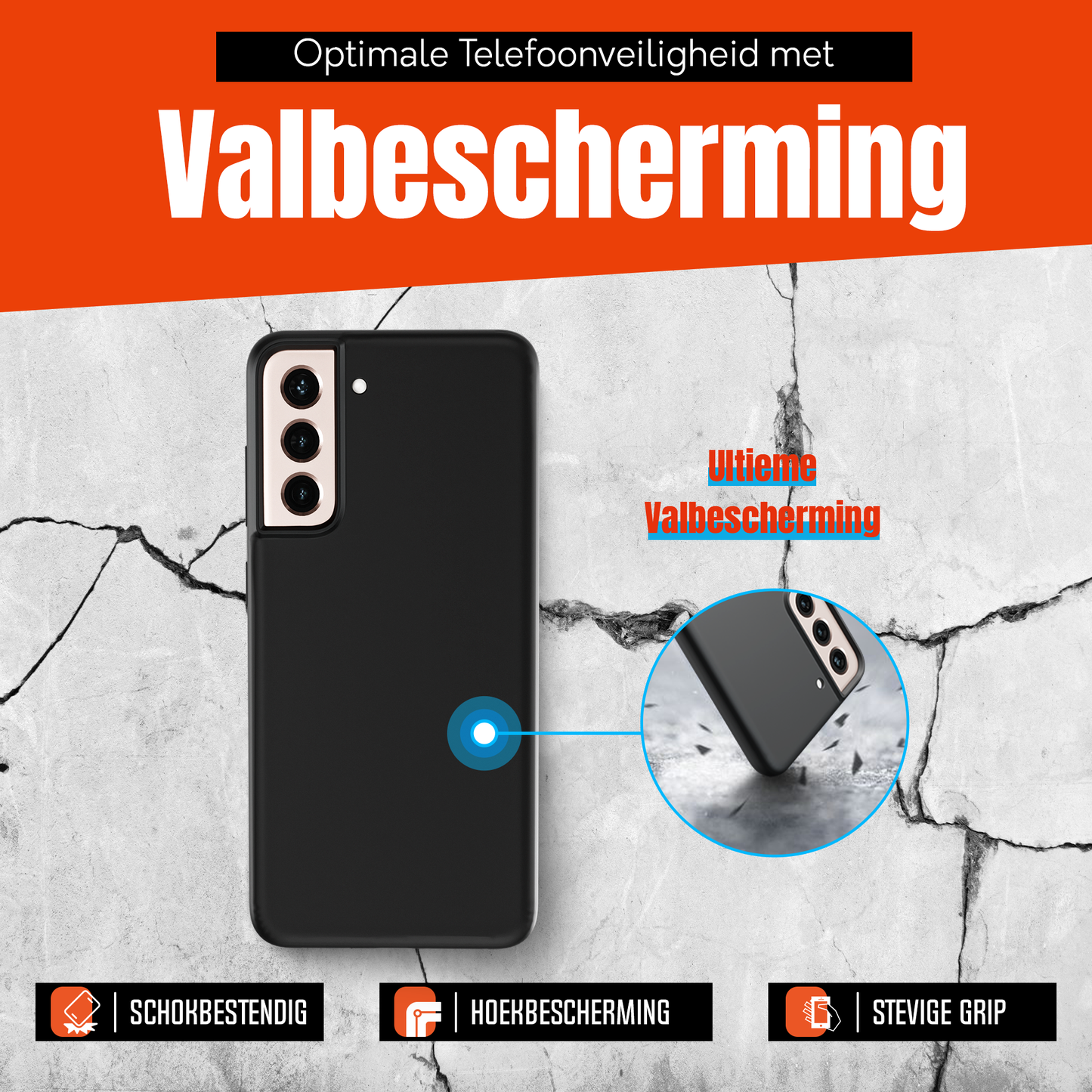 My Case Zwarte Siliconen Hoes voor Samsung Galaxy S21 – Slank Maar Beschermend