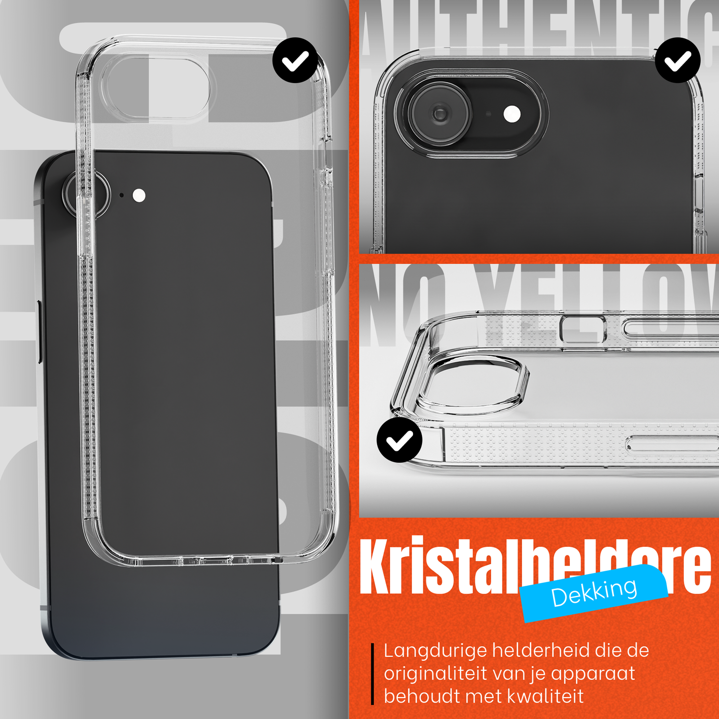 My Case Transparante Hoesje voor Apple iPhone 16e – Langdurig Helder