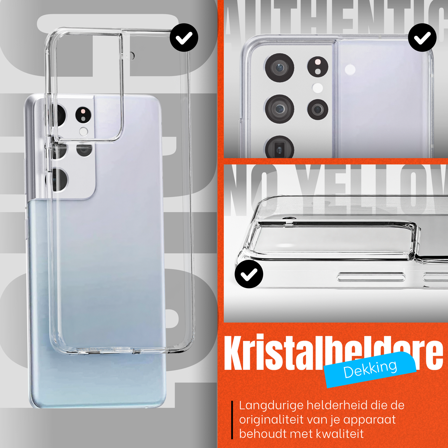 My Case Transparante Hoes voor Samsung Galaxy S21 Ultra – Langdurig Helder