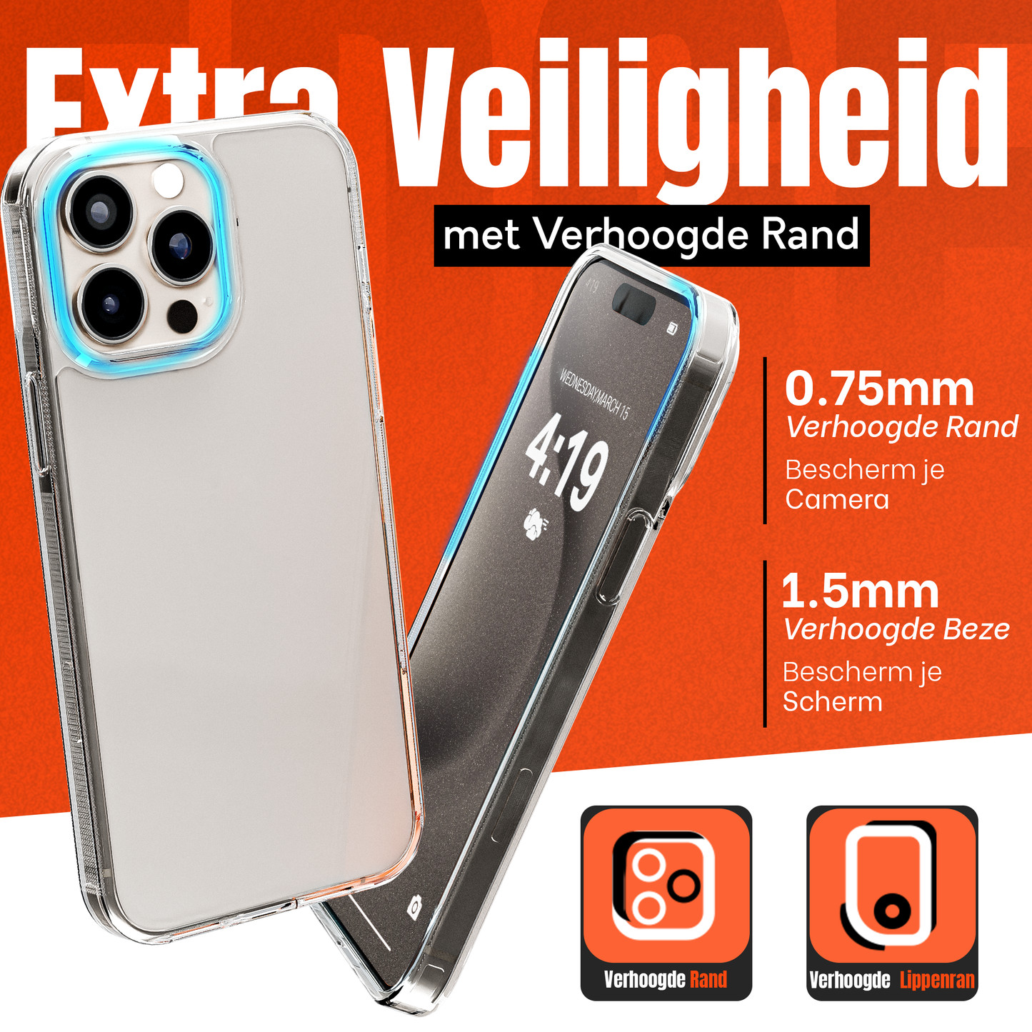 My Case Transparante Hoes voor iPhone 15 Pro – Langdurig Helder