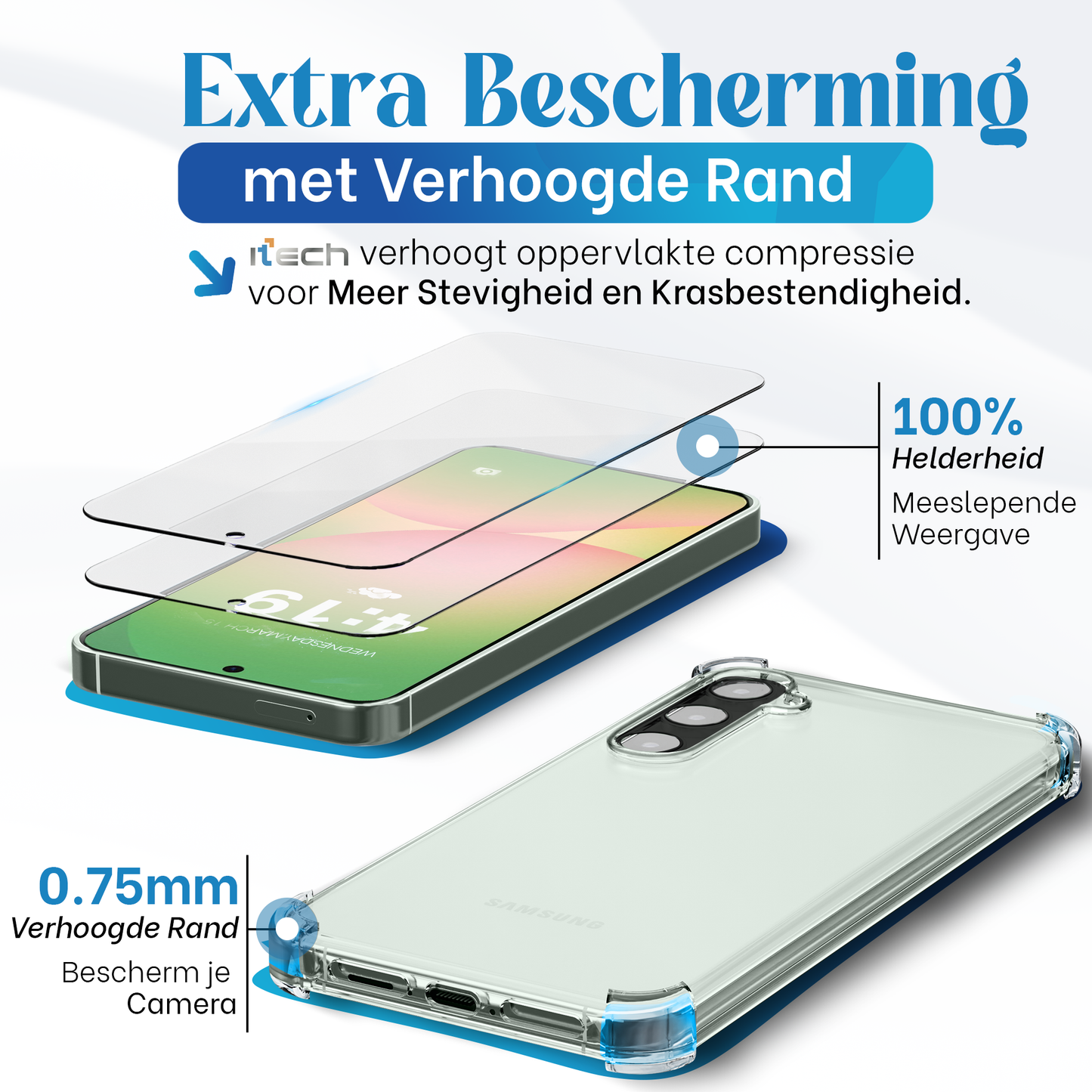 Samsung A56 Hoesje - 2x Screenprotector – Transparante Anti-Shock Case