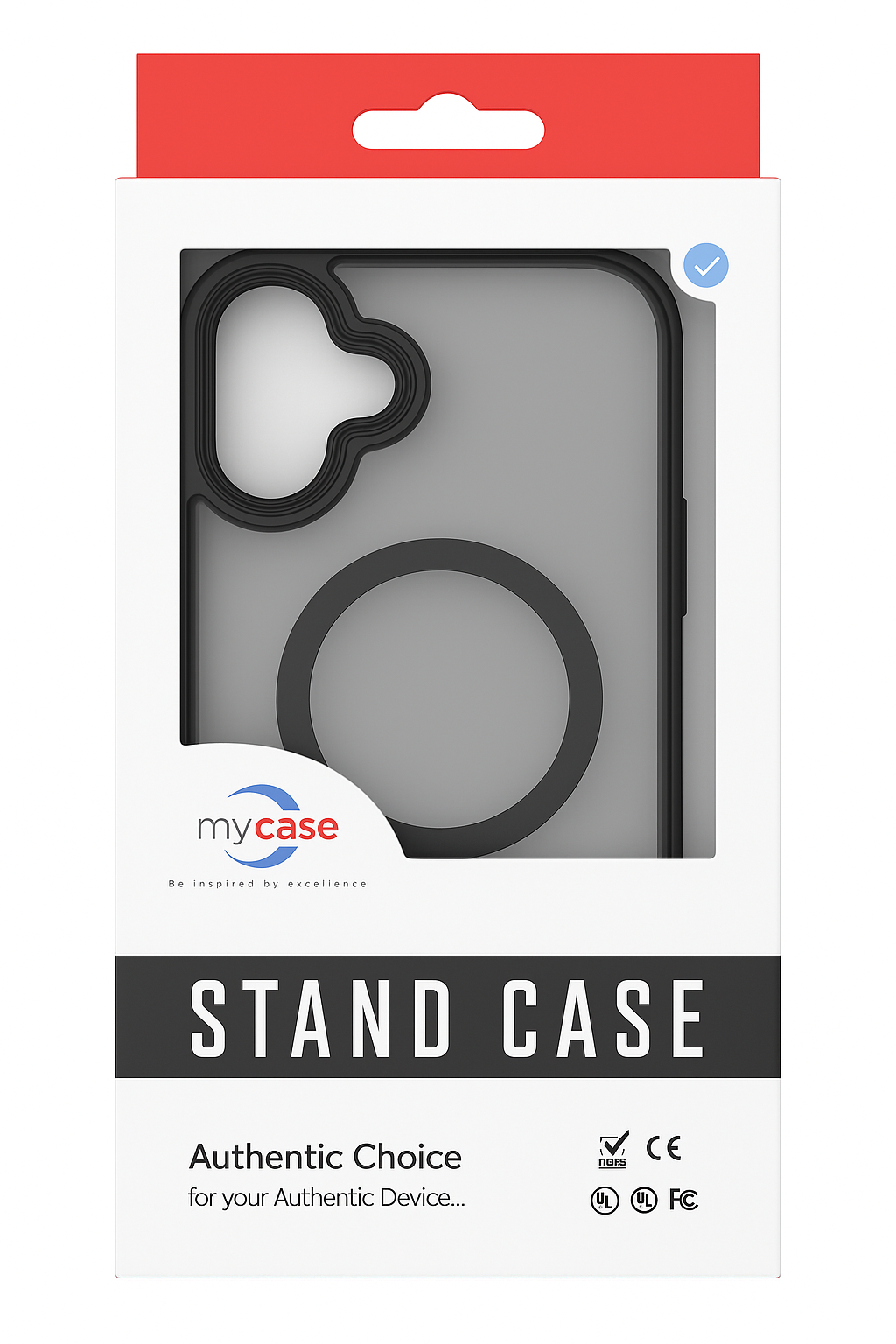 My Case - Hoesje geschikt voor iPhone 16 Plus MagSafe - Zwart - Draadloos Opladen - Standaard - Soepele Metalen Knoppen