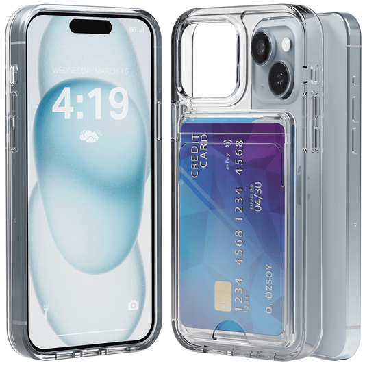 Crystal Clear Hard Case with Card Holder for iPhone 15 Plus - mijnhoesjesCrystal Clear Hard Case with Card Holder for iPhone 15 Plus