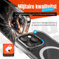 iPhone 15 Pro Hoesje – Transparant MagSafe Case met Metalen Stand & Oranje Button - mijnhoesjesiPhone 15 Pro Hoesje – Transparant MagSafe Case met Metalen Stand & Oranje Button