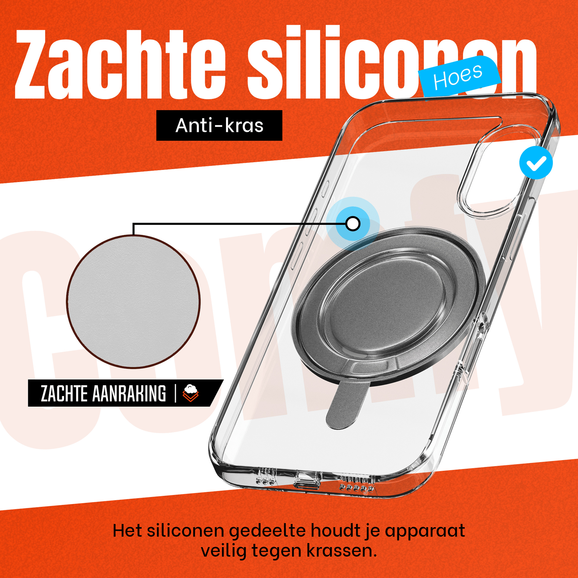 iPhone 16 Hoesje – Shockproof MagSafe Case met 360 Ring Stand Transparant - mijnhoesjesiPhone 16 Hoesje – Shockproof MagSafe Case met 360 Ring Stand Transparant