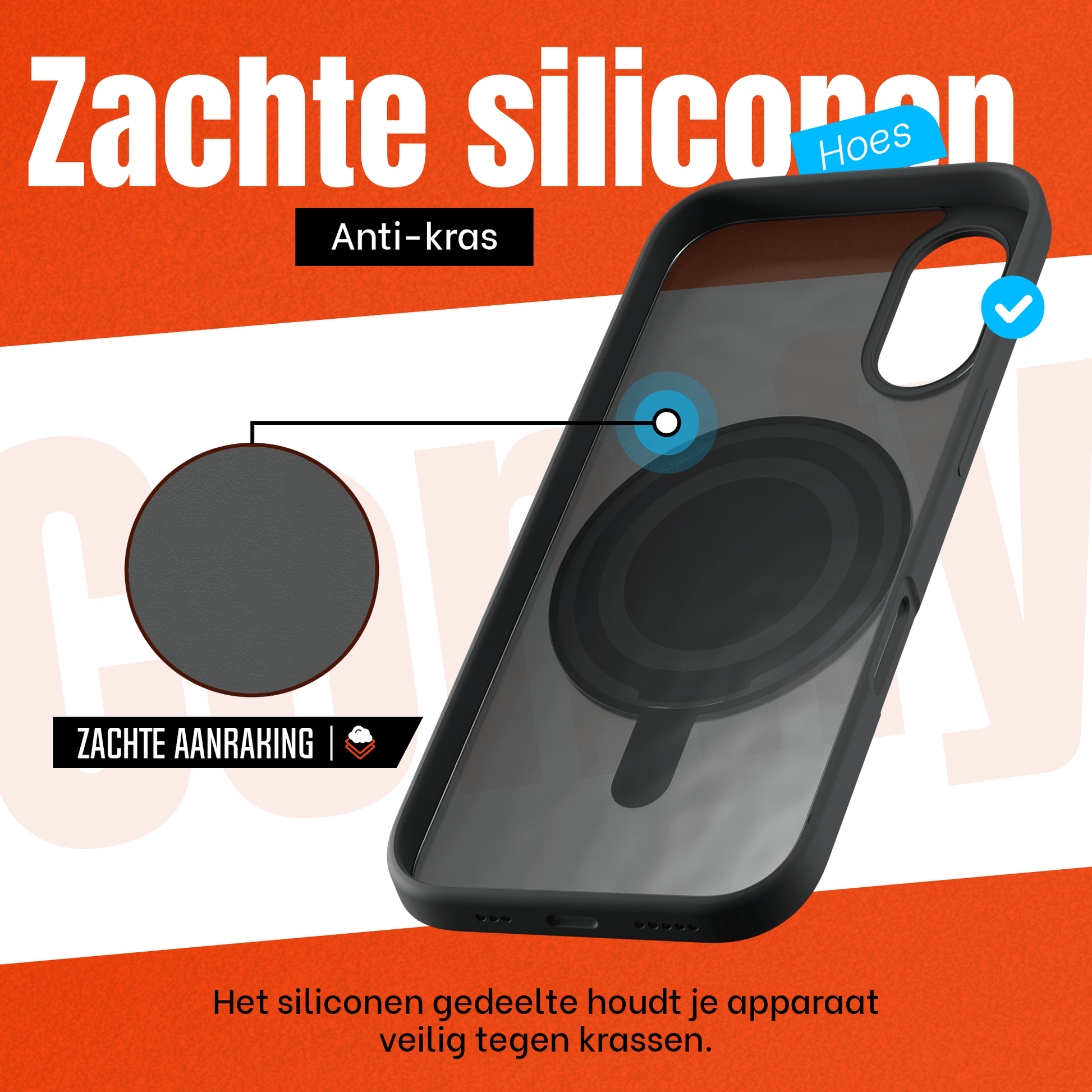 iPhone 16 Hoesje – Shockproof MagSafe Case met 360° Ring Stand Zwart - mijnhoesjesiPhone 16 Hoesje – Shockproof MagSafe Case met 360° Ring Stand Zwart