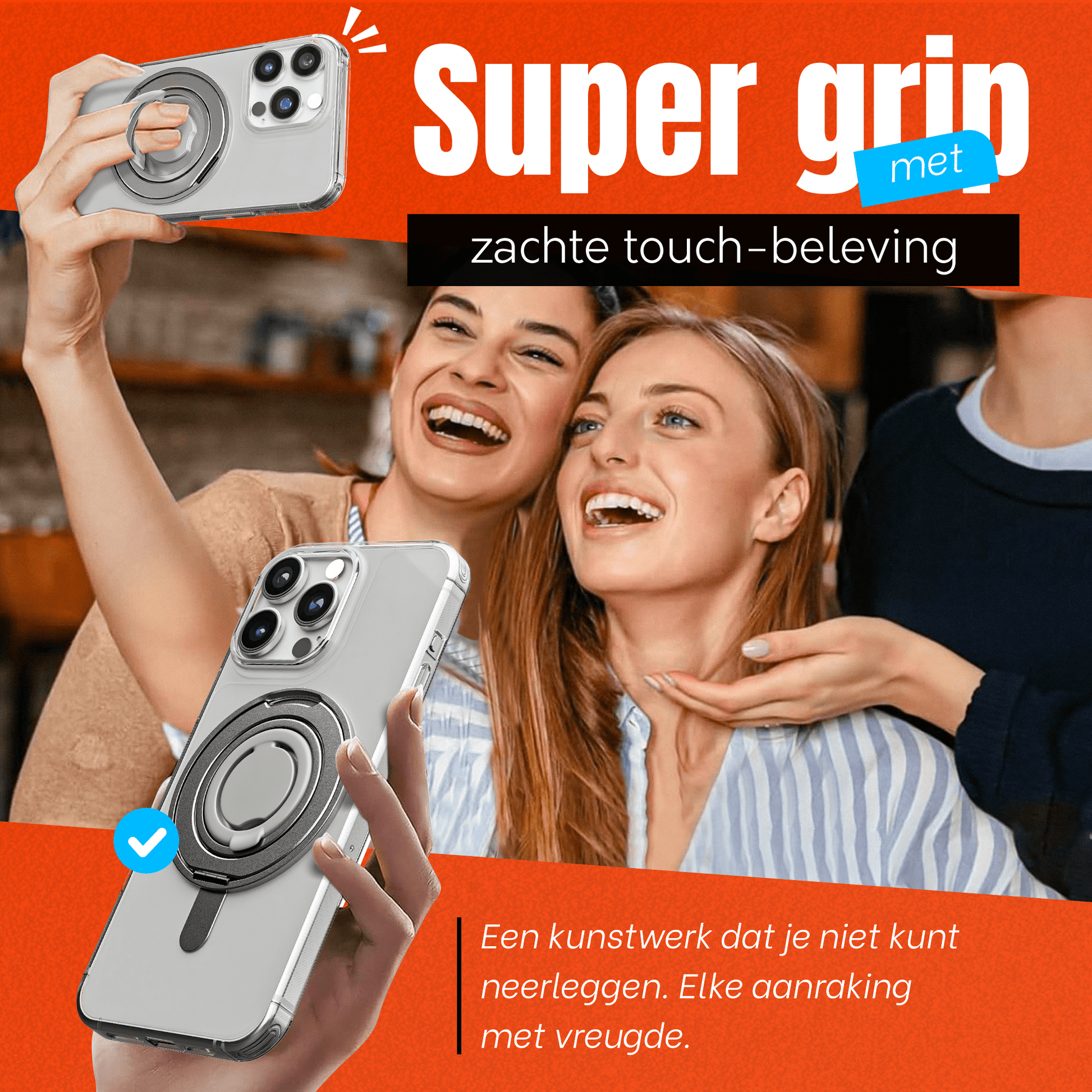 iPhone 16 Pro Hoesje – Shockproof MagSafe Case met 360° Ring Stand Transparant - mijnhoesjesiPhone 16 Pro Hoesje – Shockproof MagSafe Case met 360° Ring Stand Transparant