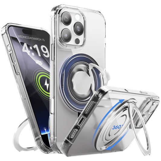 iPhone 16 Pro Hoesje – Shockproof MagSafe Case met 360° Ring Stand Transparant - mijnhoesjesiPhone 16 Pro Hoesje – Shockproof MagSafe Case met 360° Ring Stand Transparant