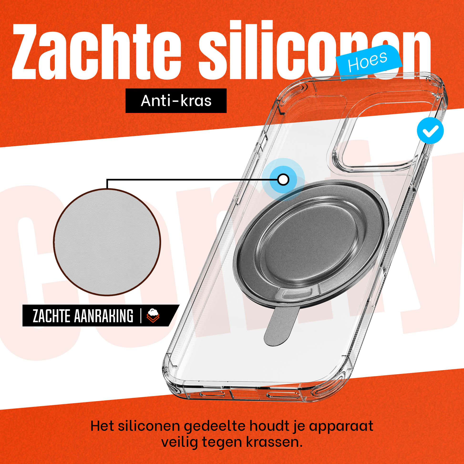 iPhone 16 Pro Hoesje – Shockproof MagSafe Case met 360° Ring Stand Transparant - mijnhoesjesiPhone 16 Pro Hoesje – Shockproof MagSafe Case met 360° Ring Stand Transparant