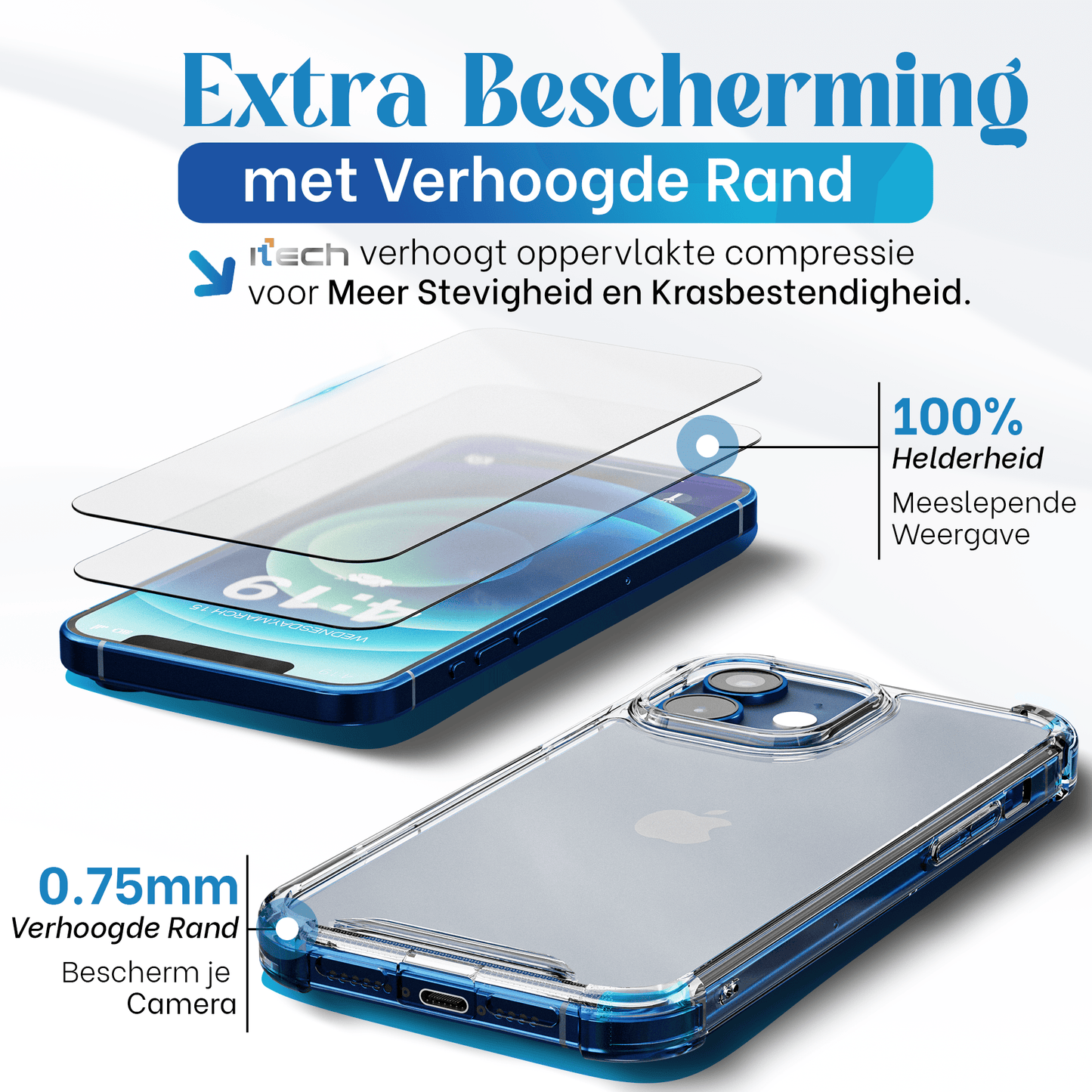 iTech Combo: 2 Screenprotectors & 1 Bumper Hoes voor iPhone 12 – 3 - in - 1 Bescherming - mijnhoesjesiTech Combo: 2 Screenprotectors & 1 Bumper Hoes voor iPhone 12 – 3 - in - 1 Bescherming