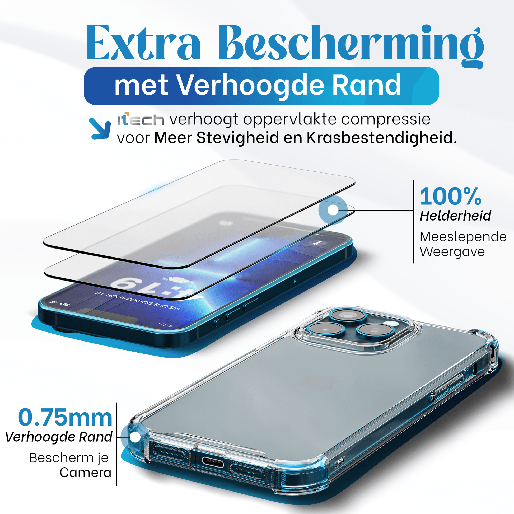 iTech Combo: 2 Screenprotectors & 1 Bumper Hoes voor iPhone 12 Pro – 3 - in - 1 Bescherming - mijnhoesjesiTech Combo: 2 Screenprotectors & 1 Bumper Hoes voor iPhone 12 Pro – 3 - in - 1 Bescherming