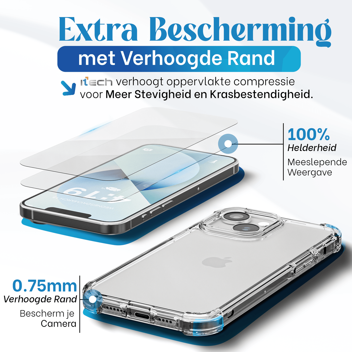 iTech Combo: 2 Screenprotectors & 1 Bumper Hoes voor iPhone 13 – 3 - in - 1 Bescherming - mijnhoesjesiTech Combo: 2 Screenprotectors & 1 Bumper Hoes voor iPhone 13 – 3 - in - 1 Bescherming