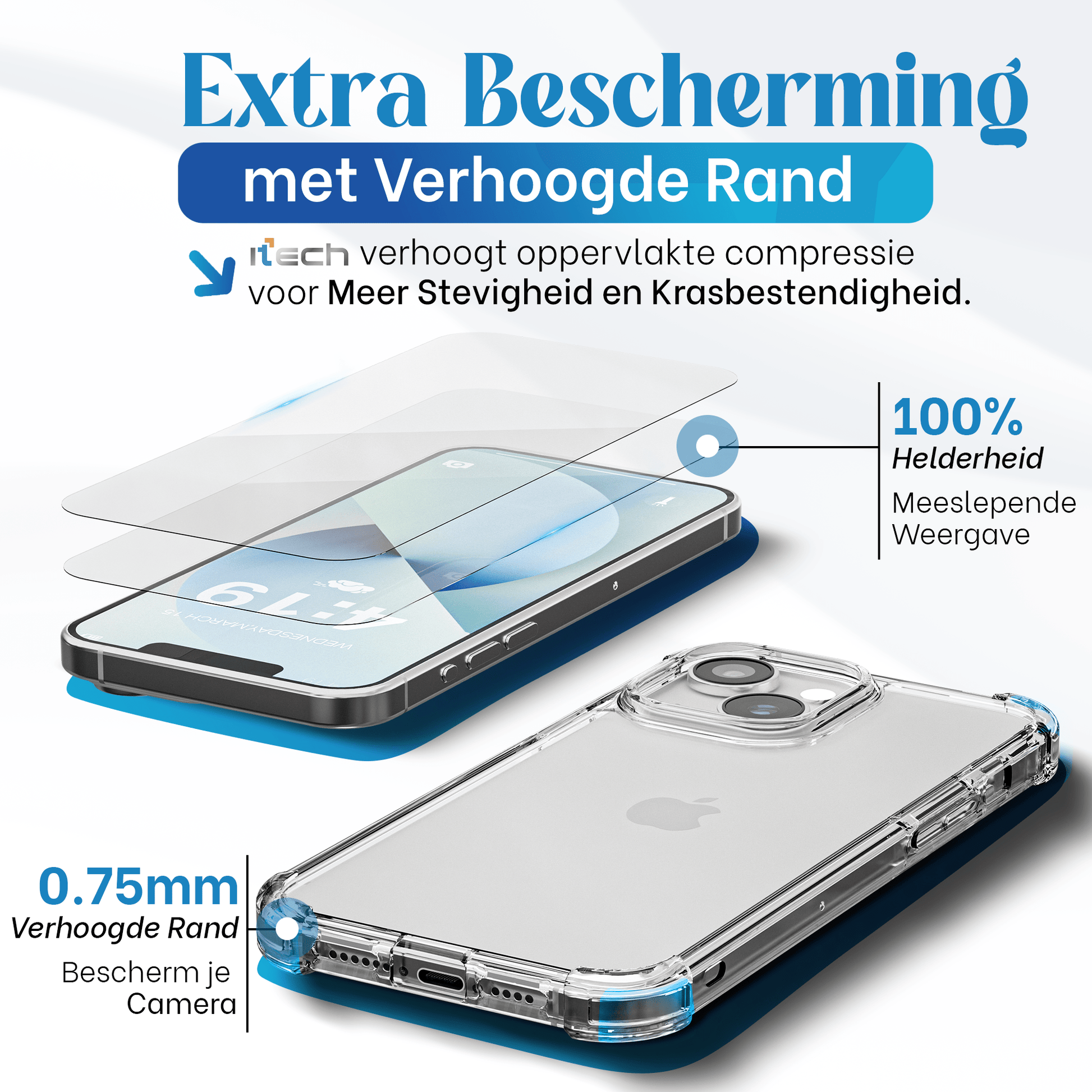 iTech Combo: 2 Screenprotectors & 1 Bumper Hoes voor iPhone 13 – 3 - in - 1 Bescherming - mijnhoesjesiTech Combo: 2 Screenprotectors & 1 Bumper Hoes voor iPhone 13 – 3 - in - 1 Bescherming