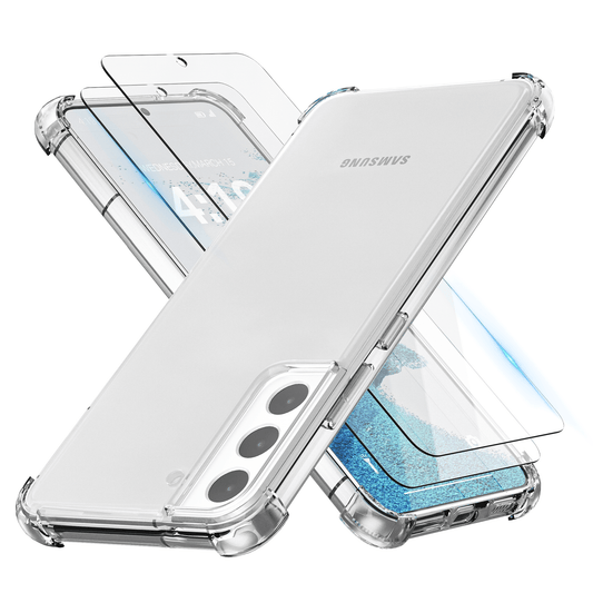 iTech Combo: 2 Screenprotectors & 1 Bumper Hoes voor Samsung Galaxy S22 – 3 - in - 1 Bescherming - mijnhoesjesiTech Combo: 2 Screenprotectors & 1 Bumper Hoes voor Samsung Galaxy S22 – 3 - in - 1 Bescherming